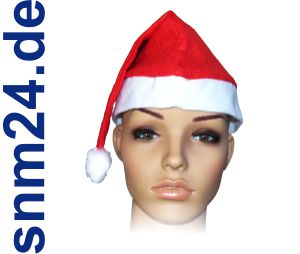 Nikolausmütze  Weihnachtsmann Weihnachten Mütze rot mit Bommel - Santa Claus Cap