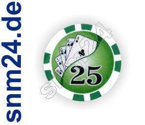 25x Poker-Chip ROYAL FLUSH Wertaufdruck 25 - Jeton mit Metallkern 11,5 Gramm NEU
