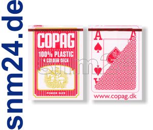 Pokerkarten Copag Plastikkarten Jumbo-Index 4-farbig Rot Spielkarten - NEU