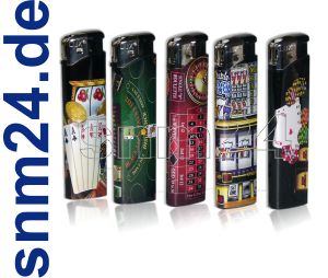 5 x hochwertiges Poker Casino Feuerzeug von LUX elektronisch + befüllbar - NEU